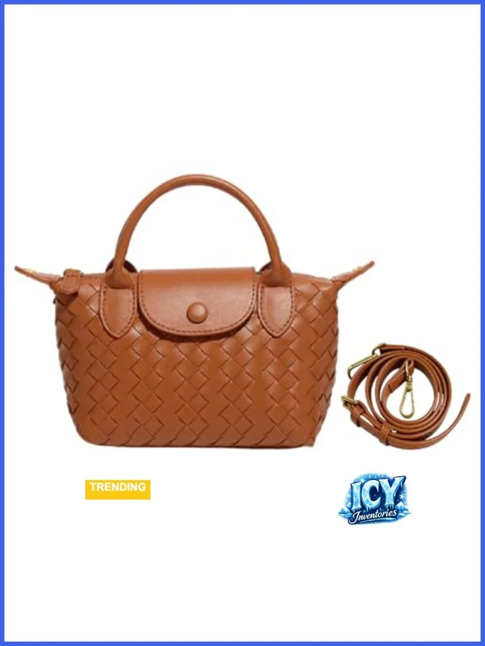 Small Vegan Leather Woven Crossbody Bag Mini Top Handle Shoulder Purse